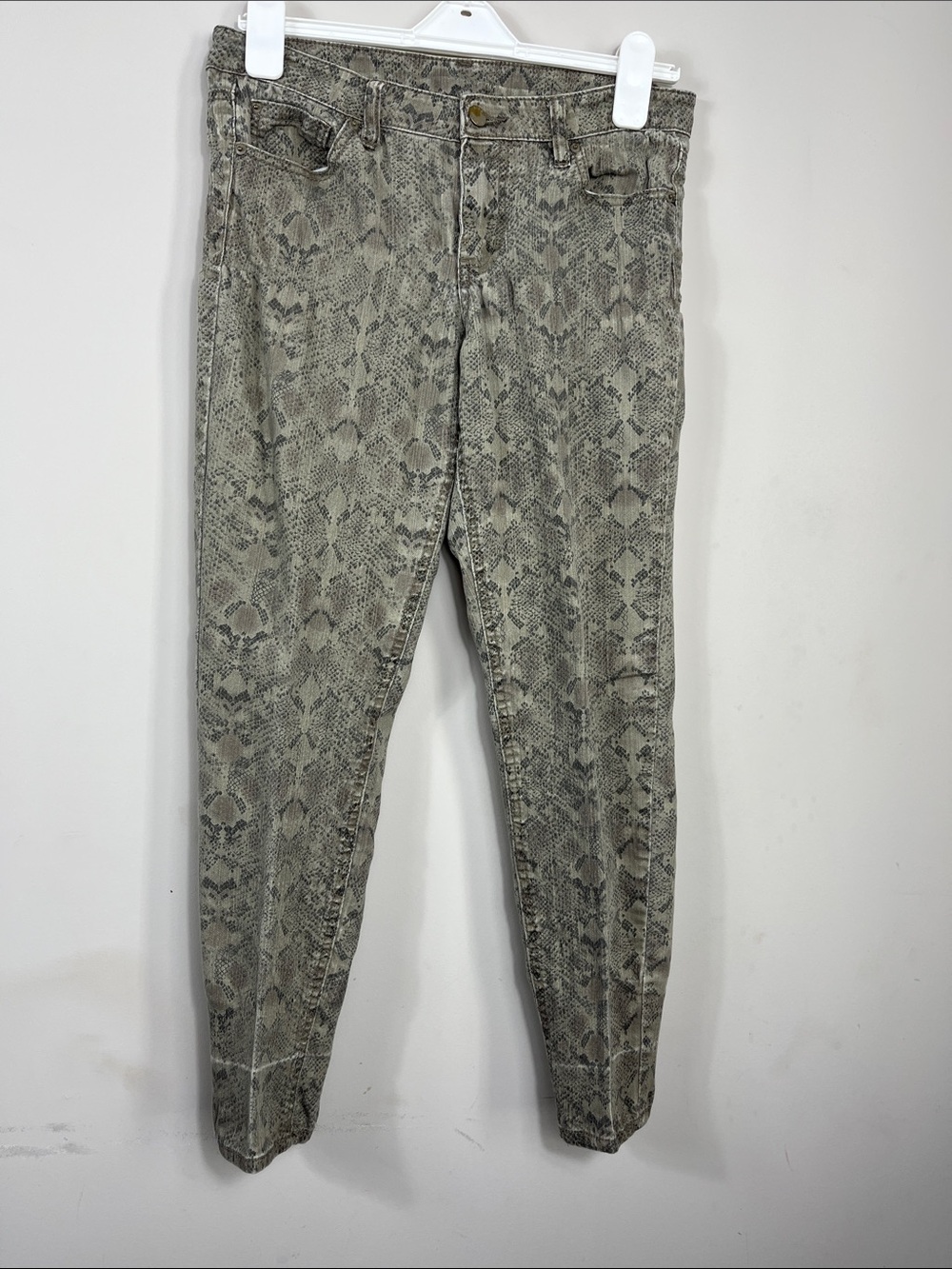 Bisou Bisou Snake Print Skinny Jeans Gray Stretch Denim Women’s Size 10